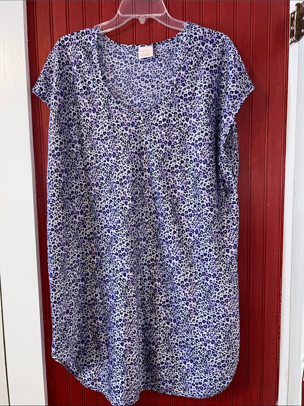 Cabernet Blue and White Leopard Print Midi Sleepwear XL